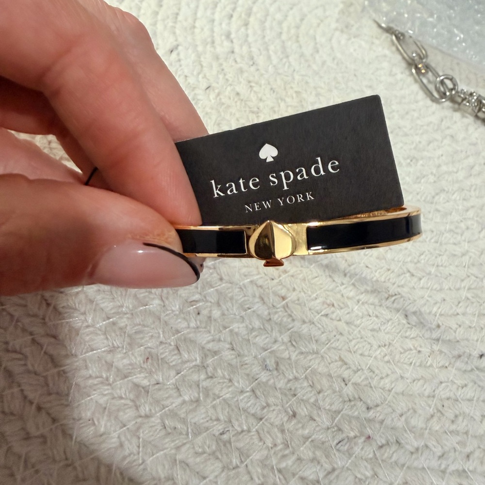 Kate Spade Gold Toned & Black Enamel Bangle Bracelet - NWT - Picture 10 of 11